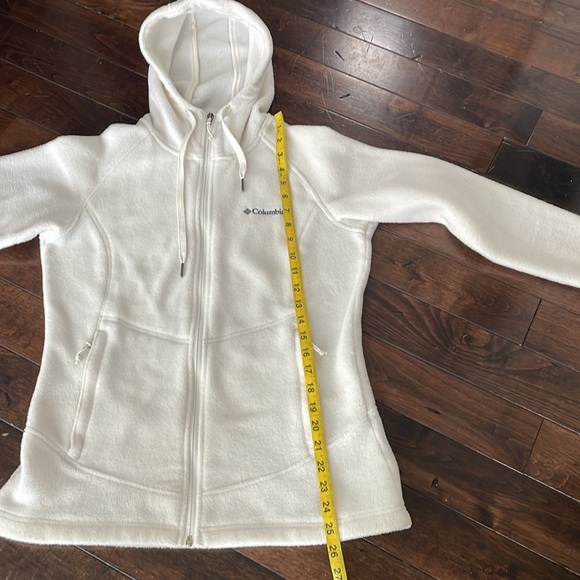 Columbia full zip hooded fleece jacket Cream Womens size M Warm Comfy Neutral - Picture 7 of 12